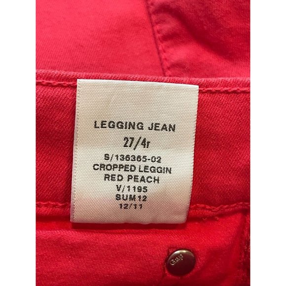 Gap 1969 Womens Cropped Legging Jeans Stretch Mid Rise Cotton Red Peach Sz 27/4r - Picture 8 of 11